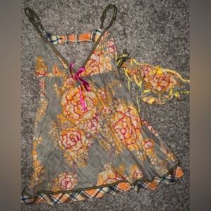 Vintage Free People Floral Ruffle Set Lingerie Valentine’s Day Victoria’s Secret